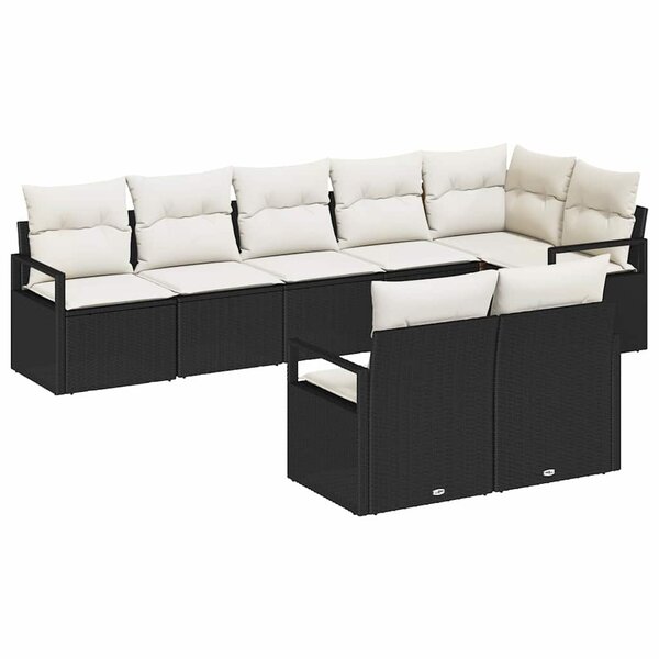 vidaXL Ensemble de canapé de jardin 8 Pièces Noir Poly rotin