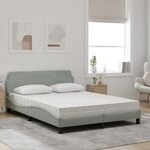 vidaXL Lit avec matelas Dover gris clair 140x190 cm velours