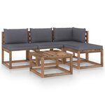 vidaXL Salon palette de jardin 5 Pièces et coussins Bois de pin imprégné