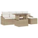 vidaXL Ensemble de canapé de jardin avec coussin 6 Pièces Beige  Crème
