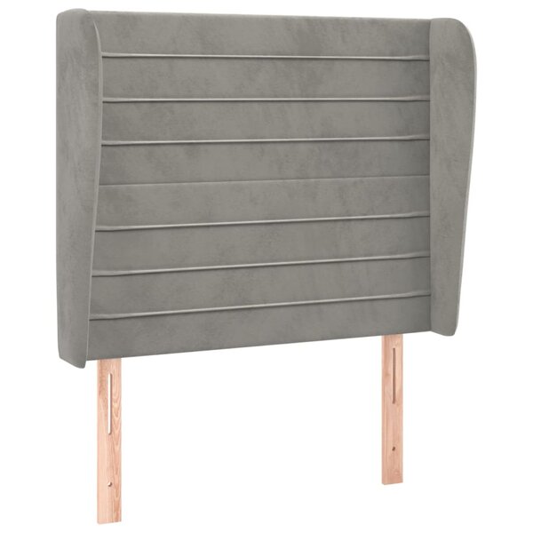 vidaXL Tête de lit avec oreilles Gris clair 93x23x118/128 cm Velours
