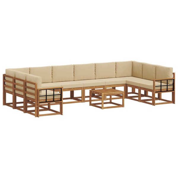 vidaXL Ensemble de canapés d'extérieur 11 Pièces Naturel et Beige