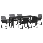 vidaXL Ensemble de salle à manger pour jardin 7 pc Noir