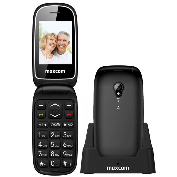 Maxcom mm816 - téléphone portable clapet senior 2.4"  touche sos  double sim  noir