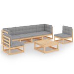 vidaXL Salon de jardin 7 Pièces avec coussins Bois de pin massif