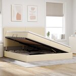 vidaXL Lit de rangement LED avec matelas Crème 200 x 200 cm Tissu