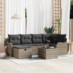 vidaXL Ensemble de canapé de jardin avec coussin 7 Pièces Gris Poly rotin