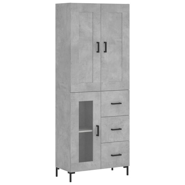 vidaXL Buffet haut Gris béton 69 5x34x180 cm Bois d'ingénierie