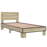 vidaXL Cadre de lit chêne sonoma 100x200 cm bois d'ingénierie et métal