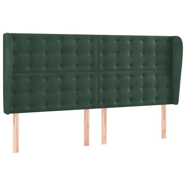 vidaXL Tête de lit avec oreilles Vert foncé 163x23x118/128 cm Velours