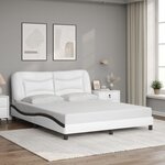 vidaXL Cadre de lit avec lumières LED blanc noir 160x200 cm similicuir