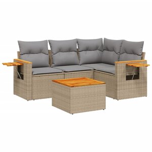 vidaXL Salon de jardin avec coussins 5 Pièces beige résine tressée