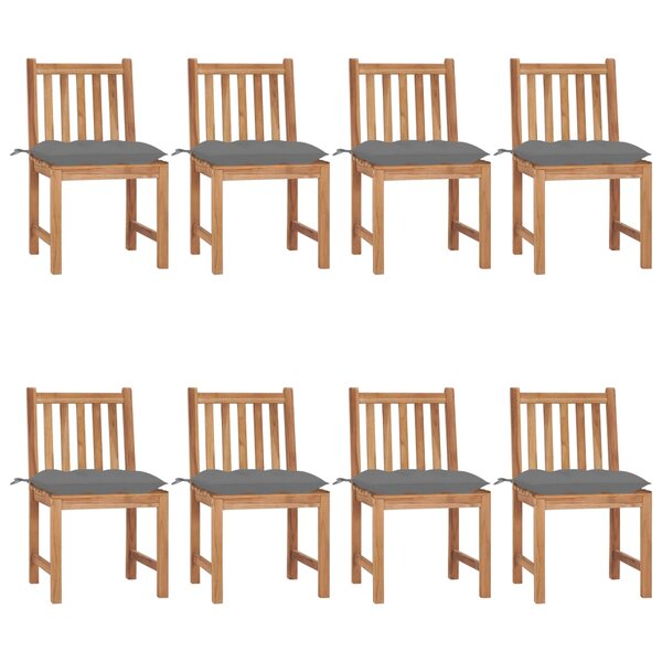vidaXL Chaises de jardin lot de 8 avec coussins Bois de teck massif