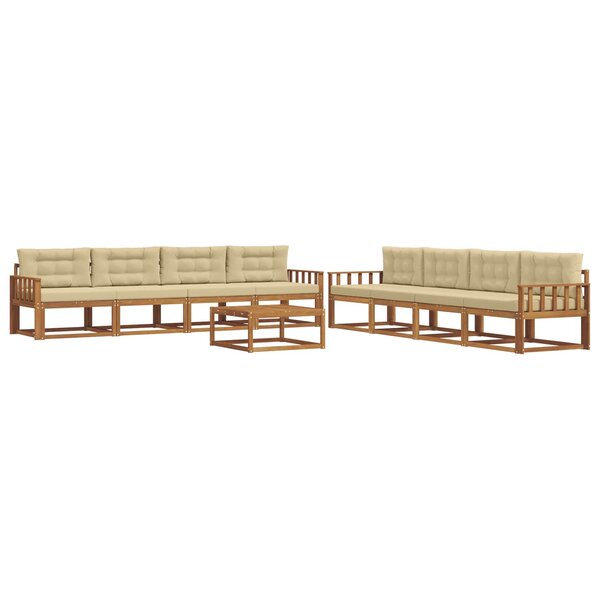 vidaXL Ensemble de canapés d'extérieur 9 Pièces Naturel et Beige