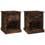 vidaXL Tables de chevet 2 Pièces chêne fumé 39x39x47 5 cm bois ingénierie