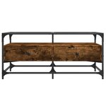 vidaXL Table basse avec dessus en verre chêne fumé 98 5x50x45 cm acier