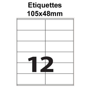 Étiquettes adhésives  105x48mm  (120 étiquettes) - blanc - 10 feuilles -t3azur