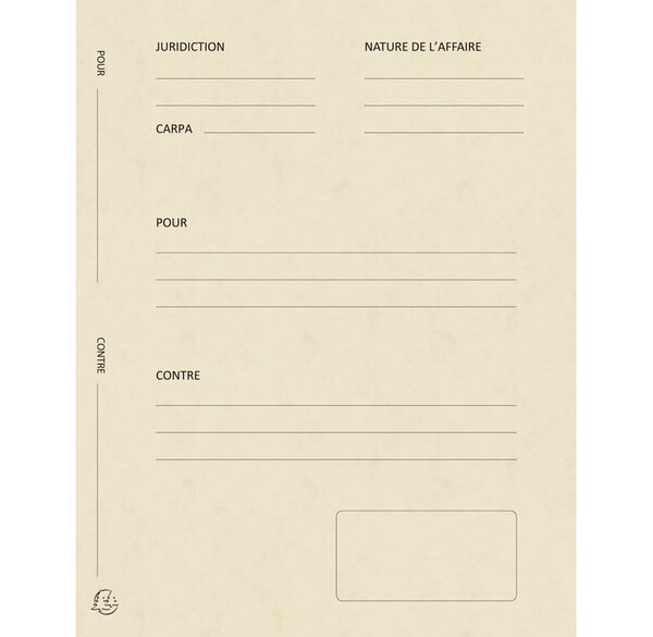 Pack de 25 dossiers de plaidoirie Avocats 'Pour / Contre' 25x32 cm Ivoire EXACOMPTA