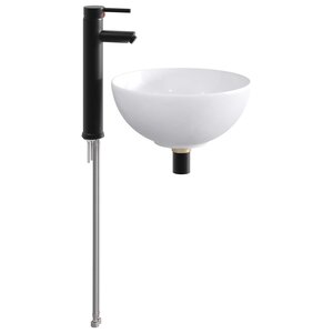 vidaXL Lavabo de salle de bain avec robinet et drain Noir Mat