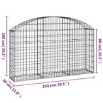 vidaXL Panier de gabions arqué 150x30x80/100 cm Fer galvanisé