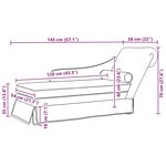 vidaXL Fauteuil long avec traversin et accoudoir droit crème velours