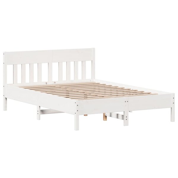 vidaXL Cadre de lit sans matelas blanc 135x190 cm bois de pin massif