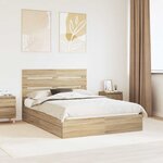 vidaXL Lit de Rangement Chêne Sonoma 140 x 200 cm Bois d'ingénierie