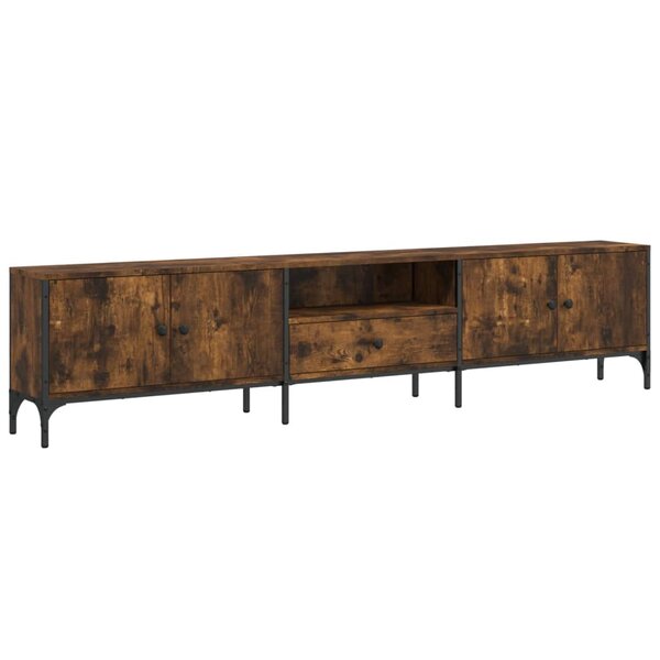 vidaXL Meuble TV à tiroir chêne fumé 200x25x44 cm bois d'ingénierie
