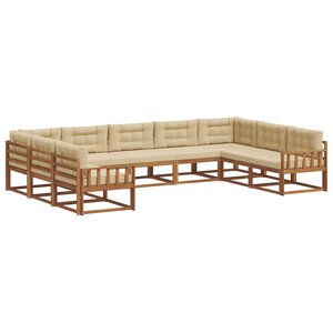 vidaXL Ensemble de canapés d'extérieur 9 pc Naturel et Beige