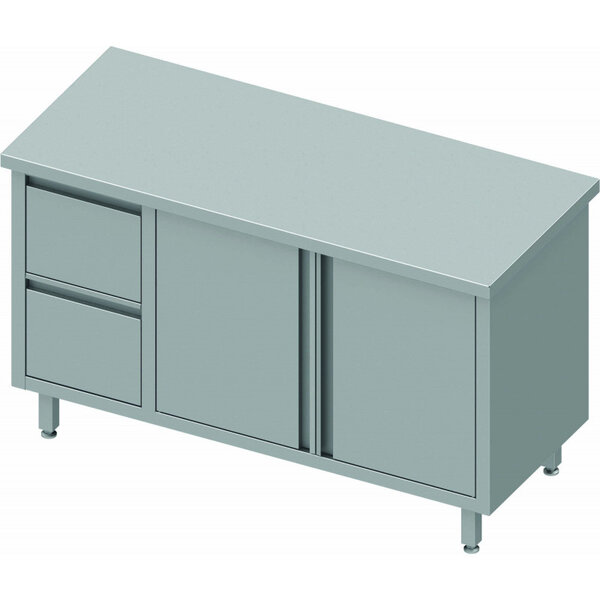 Table armoire basse inox - porte battante & tiroir - gamme 700 - stalgast -  - inox1500x700battante x700xmm