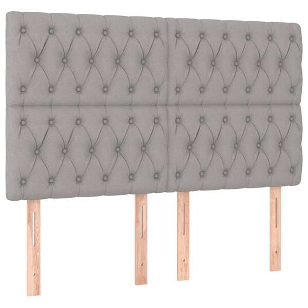 vidaXL Têtes de lit 4 Pièces Gris clair 72x7x78/88 cm Tissu