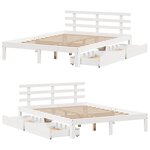 vidaXL Cadre de lit avec tiroirs sans matelas blanc 140x200 cm