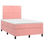 vidaXL Sommier à lattes de lit avec matelas LED Rose 120x200cm Velours