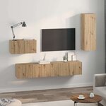 vidaXL Meuble TV mural 4 Pièces Chêne artisanal Bois d'ingénierie