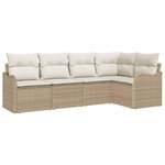 vidaXL Ensemble de canapé de jardin 5 Pièces Beige polyrotin