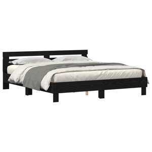 vidaXL Cadre de lit avec LED Chêne noir 200 x 200 cm Bois d'ingénierie