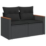 vidaXL Salon de jardin 9 Pièces avec coussins noir résine tressée