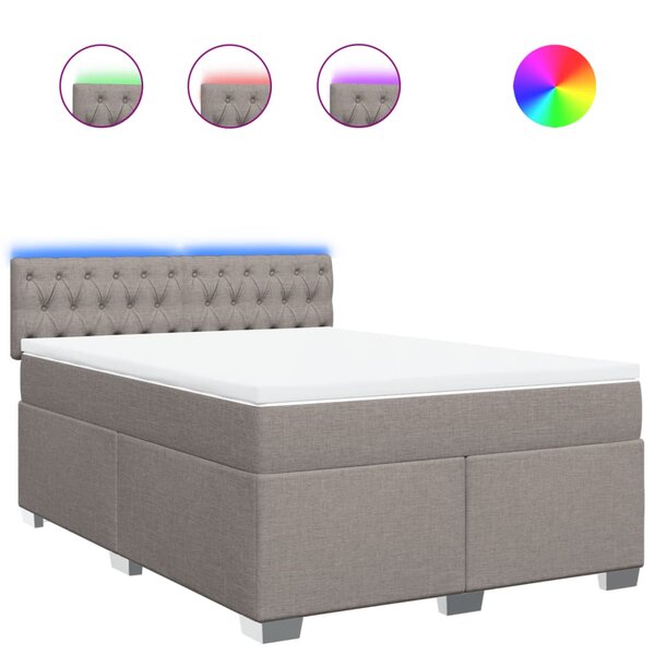 vidaXL Sommier à lattes de lit avec matelas Taupe 160x200 cm Tissu