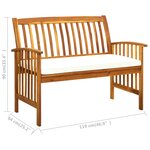 vidaXL Banc de jardin avec coussin 119 cm Bois solide d'acacia