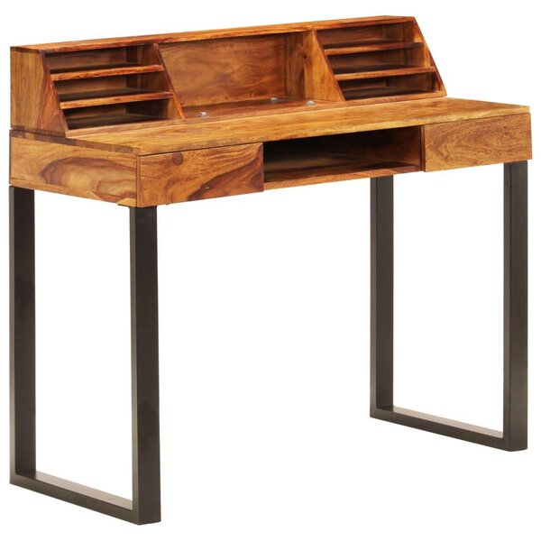 Bureau table meuble travail informatique 110 cm bois solide et acier 0502093
