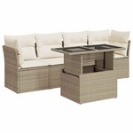 vidaXL Salon de jardin avec coussins 5 Pièces beige résine tressée
