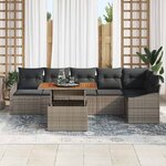 vidaXL Ensemble de canapé de jardin 7 Pièces Gris Poly rotin