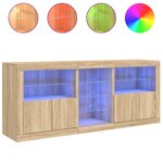 vidaXL Buffet avec lumières LED chêne sonoma 162x37x67 cm