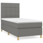 vidaXL Sommier à lattes de lit avec matelas Gris foncé 90x200 cm Tissu