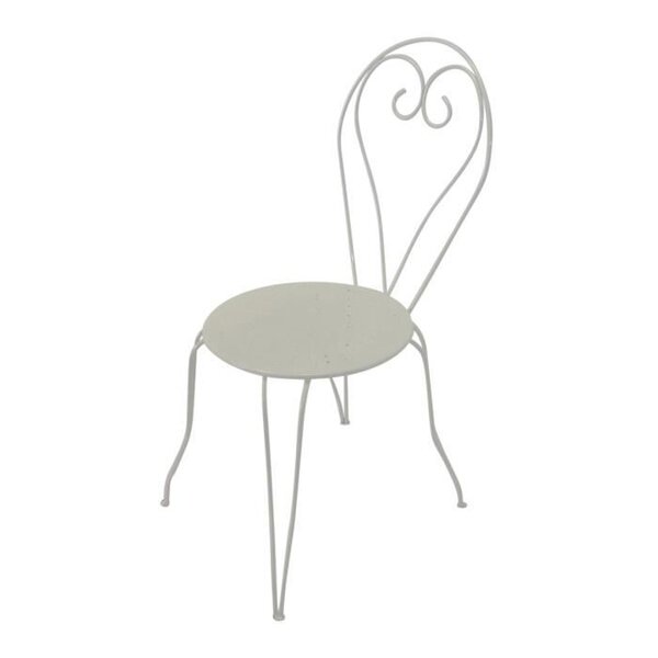 Lot de 4 Chaises de jardin romantique empilable en fer forgé - Blanc