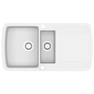 vidaXL Évier de cuisine Granit Double lavabo Blanc