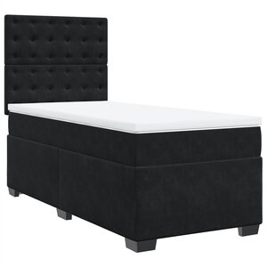 vidaXL Sommier à lattes de lit avec matelas Noir 90x190 cm Velours