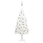 vidaXL Arbre de Noël artificiel pré-éclairé et boules blanc 180 cm