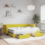 vidaXL Lit de jour avec gigogne et tiroirs jaune 80x200 cm velours