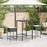 vidaXL Tabourets de bar jardin coussins lot de 2 noir résine tressée